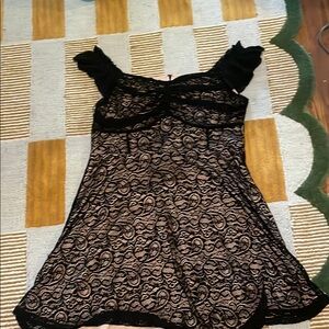 Lane Bryant Black Midi Dress with Lace Overlay